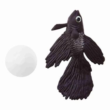 Imagem de Chiffonade Peixe pequeno de silicone artificial, decoração divertida, flutuante betta, peixes artificiais falsos para decoração de aquário (peixe betta preto)
