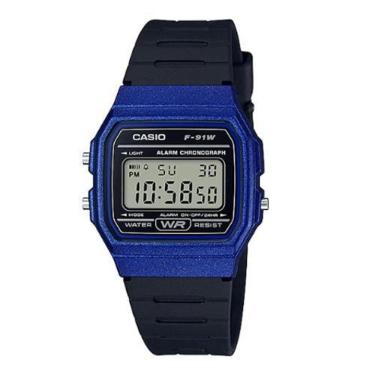 Imagem de Relógio feminino casio digital f-91wm-2adf azul/preto