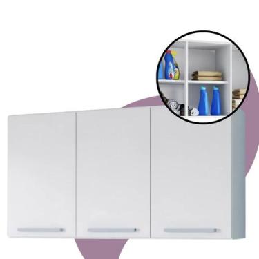 Imagem de Armário Aéreo Multiuso Suspenso Lavanderia Prateleira 90cm Módulo Prat