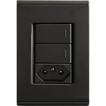 Imagem de Conjunto 4x2 Com 2 Interruptores Simples 10 A 250 V E 1 Tomada 2p T 10 A 250 V Tramontina Liz Grafite