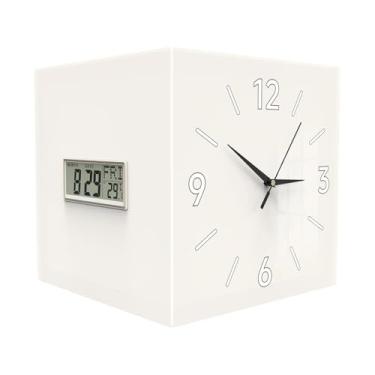 Imagem de Wswqop Relógio de Parede de Canto, Relógio Digital, Acrílico, Visor de Temperatura, Mês, Data E Semana para Sala de Jantar, Escritório, Escritório, Decoração, Branco leitoso