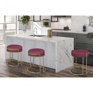 Imagem de Puff Decorativo Sarah Sala E Recepção Metal Dourado Veludo