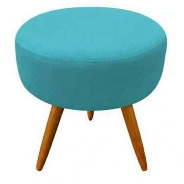 Imagem de Puff Redondo Pés Palito Azul Turquesa