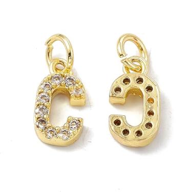 Imagem de Ipotkitt 5 peças de pingentes de letra C de zircônia cúbica de latão dourado com anel de salto e letras do alfabeto para fazer joias faça você mesmo, pulseira, colar, brincos, artesanato