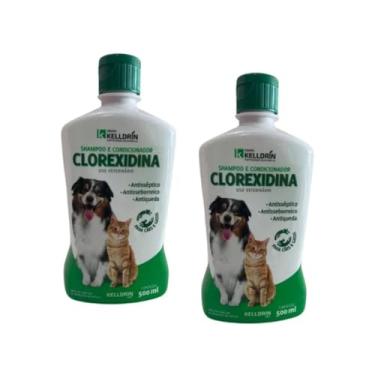 Imagem de Kit 2 Shampoos Clorexidina Antisséptico Cachorro Gato Higiene Tratamento Pele Sensível Proteção Dermatológica 500ml