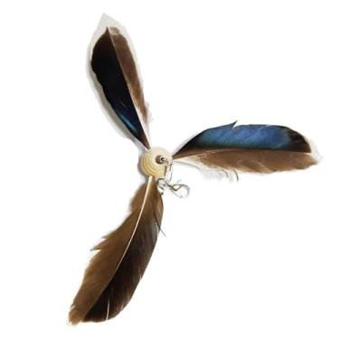 Imagem de Luzhengyang Recargas de varinha Feather Cat Teaser – Cabeças inspiradas em pássaros naturais, acessórios de brinquedo de gato para brincadeiras interativas (pacote com 5) (Windmi arco-íris de cabeça