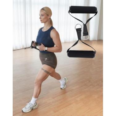 Imagem de 2 peças de alças de resistência, anel D de plástico, alça de espuma, equipamento de fitness para academia em casa, alongamento, preto