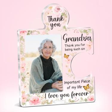 Imagem de Decore porta-retratos para avós, presente de aniversário de neta, neto, dia das mães, aniversário, Natal, acrílico, quebra-cabeça, mesa, porta-fotos, escritório, quarto