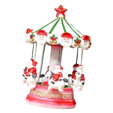 Imagem de Esquirla Carrossel de Natal com Papai Noel e Luzes, Estatuetas de Papai Noel, Enfeite de Mesa Colecionável para Armário, Entrada e Ambientes Internos