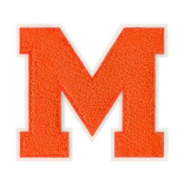 Imagem de 1 peça de patch de letra de chenille laranja de 11,4 cm com borda branca – Remendos do alfabeto para roupas, jaquetas, mochilas, chapéus para decoração personalizada, nome personalizado e artesanato