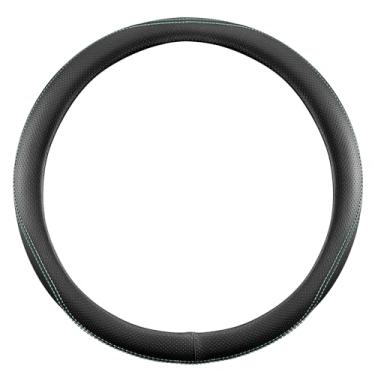 Imagem de Capa de volante, universal de 38 cm, protetor de volante de couro sintético, antiderrapante, respirável e compatível com aquecimento para carros, caminhões, SUVs, vans