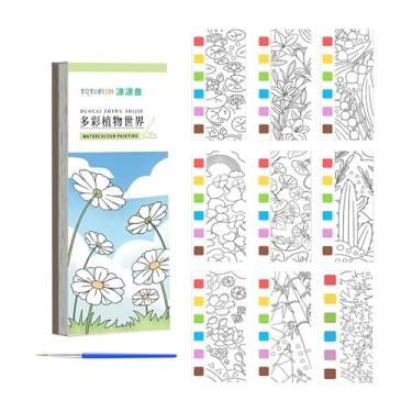 Imagem de Livro para colorir aquarela,Livro para colorir água,Conjunto de tinta aquarela de de pintura com pincéis e tintas - de desenho portátil, materiais de arte para crianças, adultos, iniciantes,