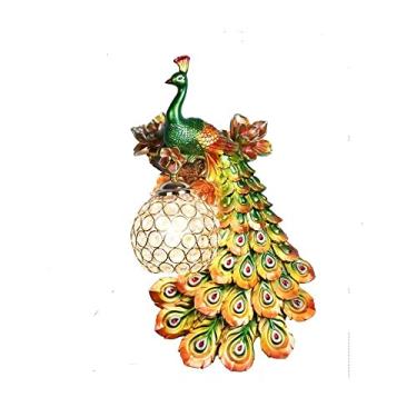 Imagem de Luminária de parede LED American Creative Art Peacock para sala de estar, quarto, escritório, casa de campo, hotel, quarto infantil, corredor (BB à direita)