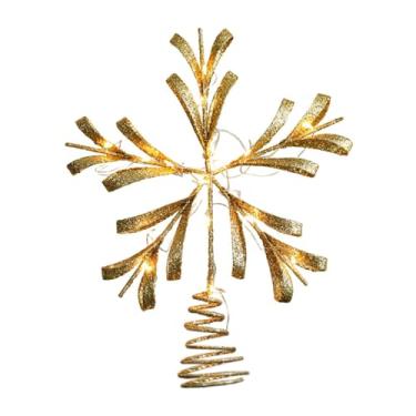 Imagem de CarpNettore Estrela de Natal com Iluminação LED, Enfeite para árvore de Natal, Decoração Natalina para Fotos, Ouro, Tamanho real