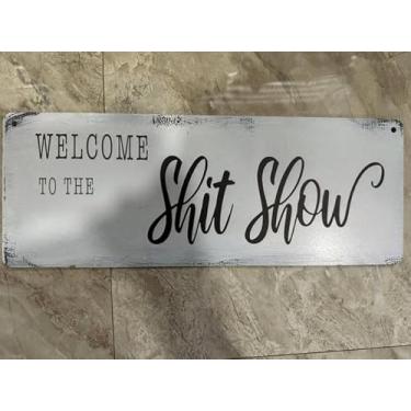 Imagem de UAHKJHLP Placa de porta de madeira Welcome to The Shitshow, placa de parede rústica Alcohol Shitshow (15,24 cm x 40,64 cm), placa engraçada de boas-vindas para porta da frente, entrada, varanda, bar