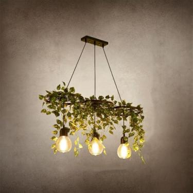 Imagem de Lustre Americano Pastoral LED Industrial Retrô Criativo Música Restaurante Bar Cafeteria Loja de Chá Loja de Roupas Decoração Plantas Verdes Luminária Pendente (NAB 3 Lâmpadas)