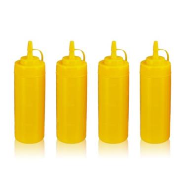 Imagem de WELKOR Garrafas de apertar para molhos, dispensador de condimentos à prova de vazamento, conjunto de garrafas de espremer de restaurante sem BPA com boca larga para ketchup, mostarda, xarope e molhos