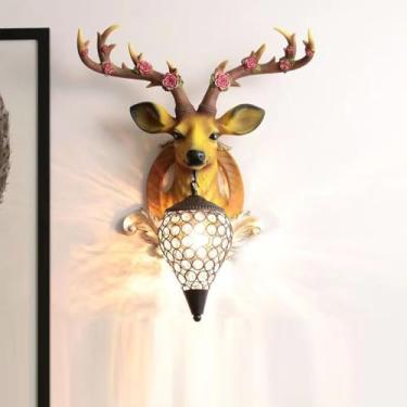 Imagem de Luminária de parede contemporânea em formato de veado, ideal para sala de estar, quarto, escritório, casa de campo, hotel, quarto infantil e corredor, com LED (Estilo M)