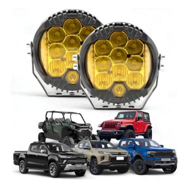 Imagem de Par Farol De Milha 5 50w Com Drl Auxiliar Off Road Led Amarelo