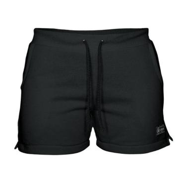 Imagem de Short Moletom Feminino Com 2 Bolsos Fenda Lateral Básico Casual Treino-Feminino