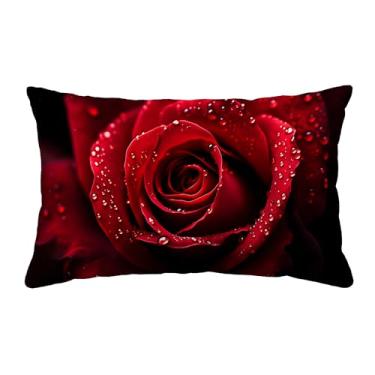 Imagem de Rose Dew Drops Capas de almofada decorativas para lombar 30 x 50 cm para sofá-cama, sofá, fazenda, capa de almofada, decoração de casa