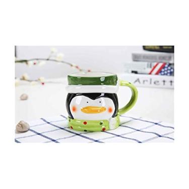 Imagem de Yalych Caneca clássica de papai noel cabeças caneca de cerâmica adorável copo infantil leite garrafas de café cerâmica bebidas canecas de bebida novidade xícara de café (cor: D)