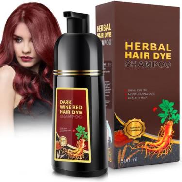 Imagem de Shampoo de tintura de cabelo GDRFNP Vinho escuro vermelho 500mL com co