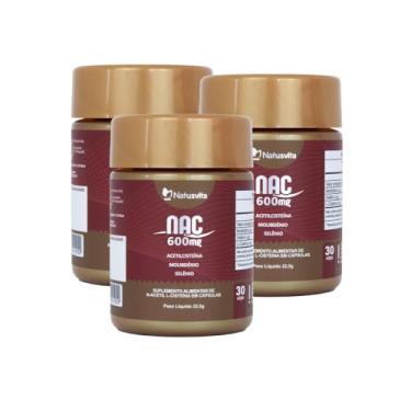 Imagem de NAC N-Acetilcisteína 600mg + Molibdênio + Selênio em Cápsulas (3 und. 90 cápsulas.)