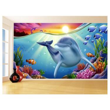 Imagem de Papel De Parede 3D Animais Golfinho Mar 3,5M Anm438 - Você Decora