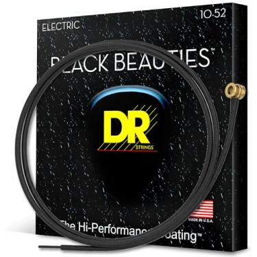 Imagem de DR Strings Cordas de guitarra elétrica, beleza preta – revestimento preto extra-vida, 10-52