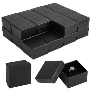 Imagem de BENECREAT 24 caixas de presente de joias pretas, caixas de joias quadradas de papelão de 5 x 5 x 3 cm com esponja interna para brincos, anéis, colares, pulseiras, embalagem de presente