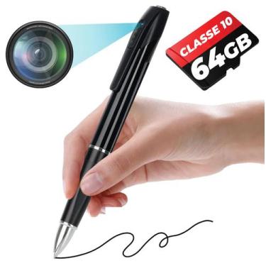 Imagem de Câmera Disfarçada Caneta + 64GB Escuta Gravador de voz e video Filma H