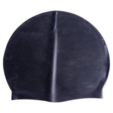 Imagem de Touca de Natação Impermeável，Touca para Natação de Silicone Impermeável Swimmer Lisa Adulta Juvenil(Preto)