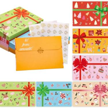 Imagem de Fancy Land 60 envelopes de cartão de Natal para presentes, 10 x 6,75 cm, pequeno porta-cartões de presente, envelopes de saudação festiva com adesivos