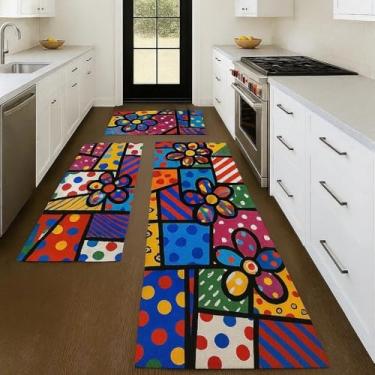 Imagem de Jogo de Passadeira de Cozinha 3 Peças – Tapete Antiderrapante e Decoração Moderna (Romero)