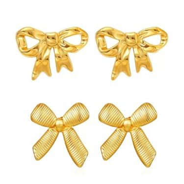 Imagem de 2 pares de brincos femininos banhados a ouro 14 K, brincos florais de aço inoxidável, exclusivo e grande, brincos de concha de praia, hipoalergênicos, anéis de orelha grossos, Aço inoxidável, Sem