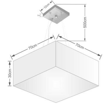 Imagem de Lustre Pendente Quadrado Md-4071 Cúpula Em Tecido 30/70x70cm Linho Bege - Bivolt