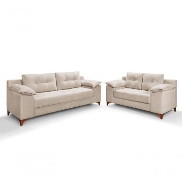 Imagem de Conjunto Sofá Ibiza 3 E 2 Lugares 2,22m E 1,57m Veludo Confortável Creme 203
