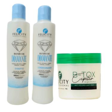 Imagem de Kit Banho De Diamante Shampoo + Condiconador +Botox Felicity