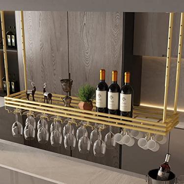 Imagem de APUM Rack de vinho de teto de metal industrial, altura ajustável, suporte para garrafa de vinho, organização de prateleira de armazenamento de grande capacidade, para bares, restaurantes, cozinhas