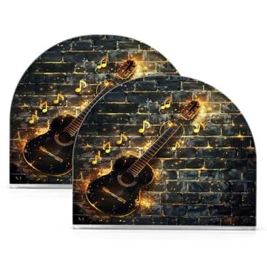 Imagem de Wassud Porta-guardanapos de acrílico para guitarra preta, dispensador de guardanapos de papel moderno em forma de U para mesa, cozinha, sala de jantar, bancada 2 peças (comporta 50-60 guardanapos)