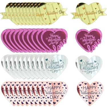 Imagem de Topo de cupcake feliz dia dos namorados, 40 peças, enfeite de bolo de acrílico para bolos, cupcakes, flores, caixas de presente, decorações de festa