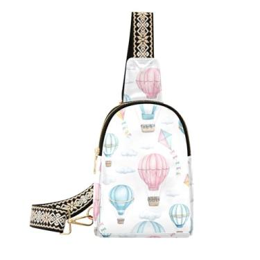 Imagem de CEBUGI Balões de ar quente pequena bolsa tiracolo feminina de couro, pochete tiracolo para caminhadas, viagens ao ar livre