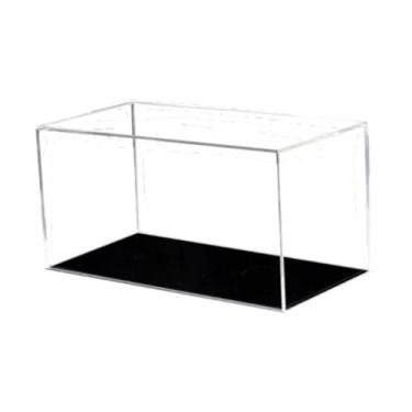 Imagem de menolana Vitrine transparente em acrílico para exibição de miniaturas de carros, escala 1:32, empilhável, com base preta. Ideal para guardar figuras e carros