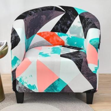 Imagem de Capas de cadeira estampadas redondas, capa de poltrona elástica, protetor de móveis removível, com fundo elástico para cafeterias, bares e quartos de hóspedes - Tipo 05||Meio círculo individual 65-90