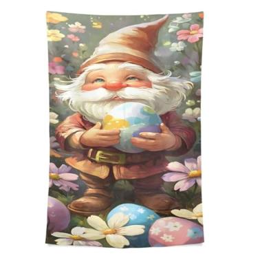 Imagem de STAYTOP Tapeçaria de Páscoa Gnomo e Ovos Fofos Tapeçarias de Parede para Decorações de Casa Decoração de Dormitório Sala de Estar Quarto Tapete de Parede (80 × 60 pol)