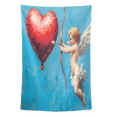 Imagem de STAYTOP Tapeçaria Love Cupid Wall Hnaging Tapeçarias para decoração de casa decoração de dormitório sala de estar quarto tapete de parede (90 × 60 pol)