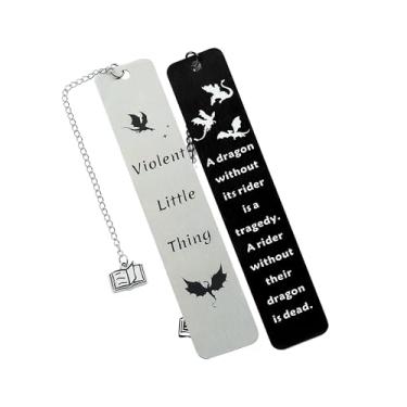 Imagem de Marcadores de página de aço inoxidável da quarta asa, marcador de livro de metal de dragão de fantasia, marcador de livro para mulheres e homens, acessórios de leitura para amantes de livros (estilo 6