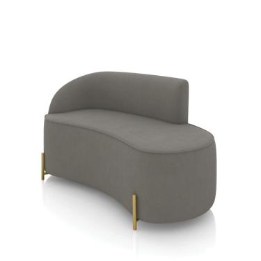 Imagem de Sofá 2 Lugares Orgânico 140cm Pé Dourado Morgan Suede Grafite D03 - D'rossi