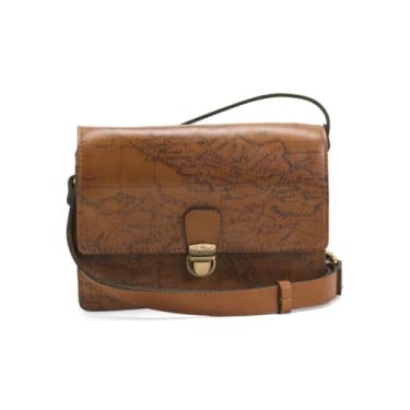 Imagem de Patricia Nash Bolsa transversal de couro Liana, vários bolsos, alça ajustável, 23 cm x 18 cm, Mapa de assinatura, 9.25in W x 7in H